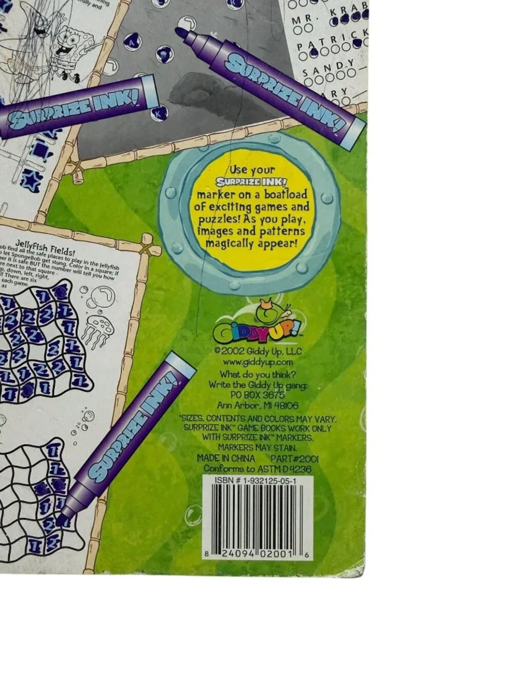 Sponge Bob Squarepants 2002 Clipboard with Set of Pixar Cars Stickers